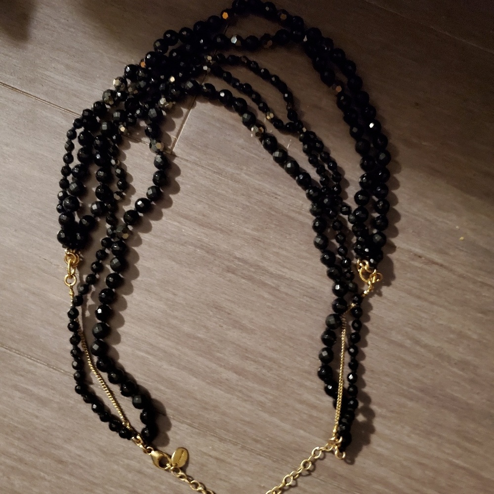 Chan Luu gold vermeil and black bead necklace